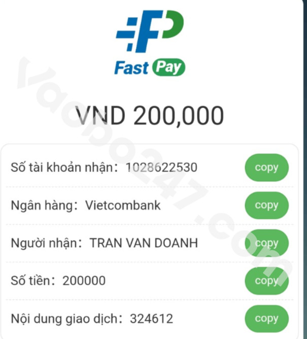 Anh em copy lại các thông tin giao dịch hiển thị trên màn hình rồi tiến hành chuyển tiền 