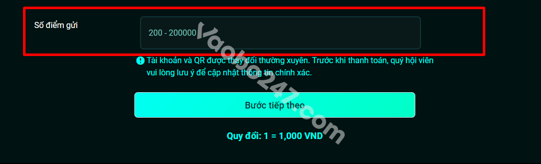 Anh em điền thông tin về số tiền gửi 