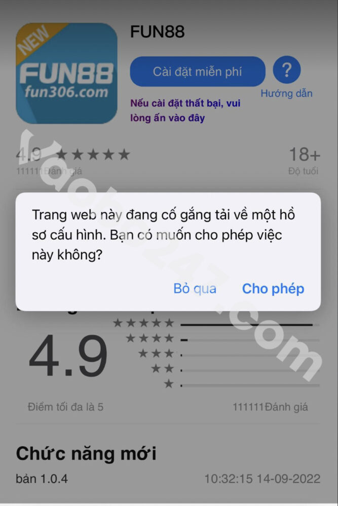 Bấm chọn Cho phép 