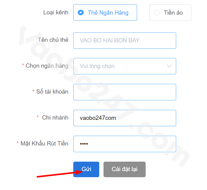 Bấm chọn Gửi để hoàn tất giao dịch 