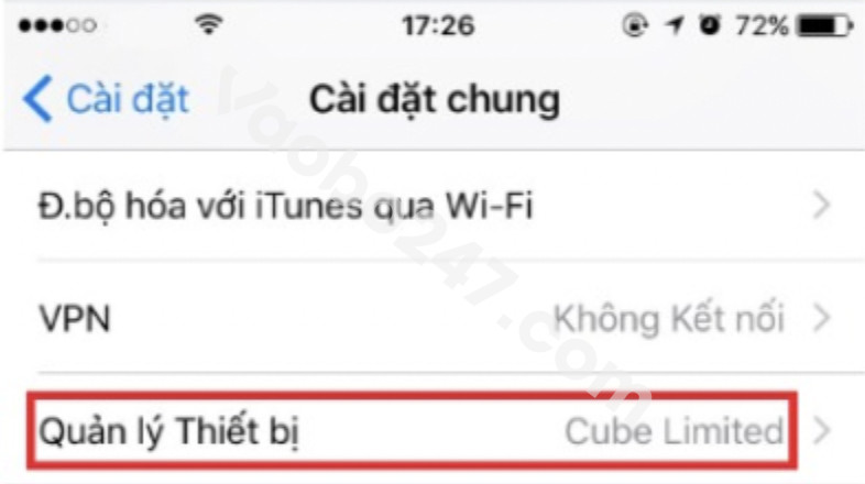 Bấm chọn mục Quản lý thiết bị 