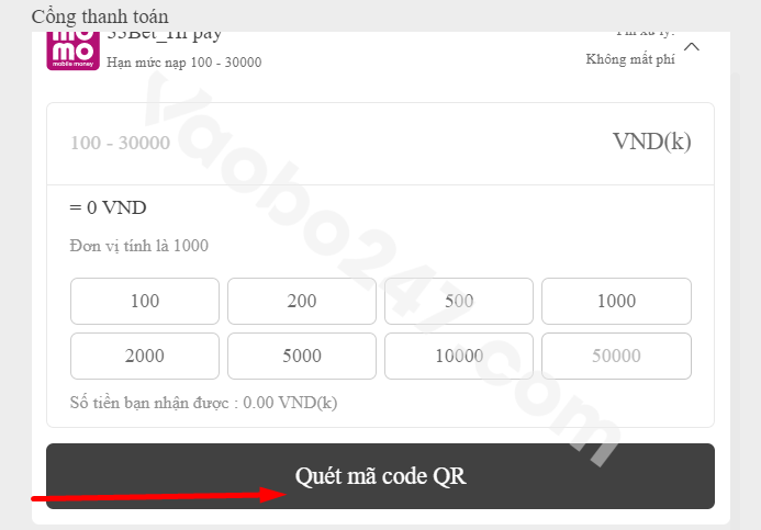 Bấm chọn Quét mã Qr 