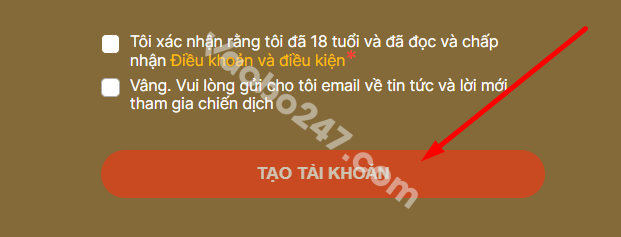 Bấm tạo tài khoản tại Pog79