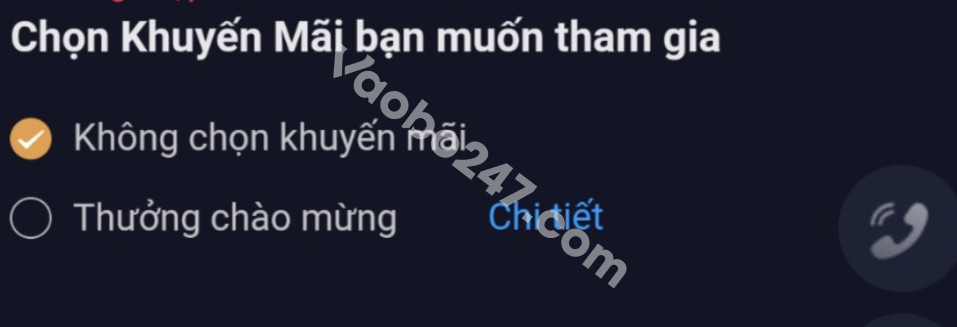 Bạn chọn khuyến mãi được hỗ trợ 