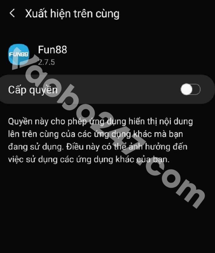 Bật cấp quyền 