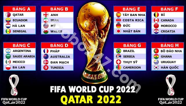 Các bảng đấu tại World Cup 2024