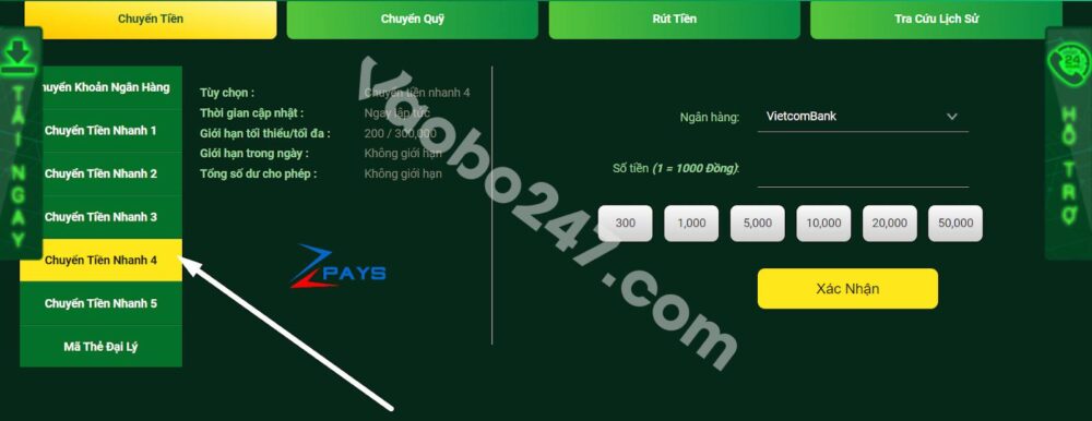 Chọn hình thức chuyển tiền nhanh 4 