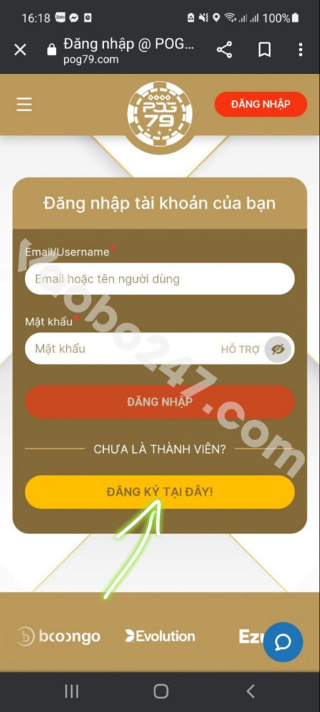 Chọn mục đăng ký 