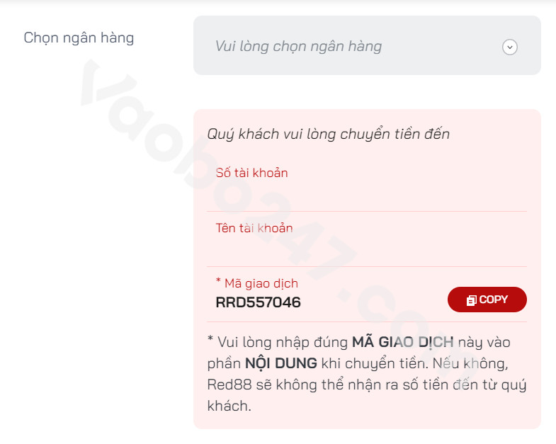 Chọn ngân hàng giao dịch 