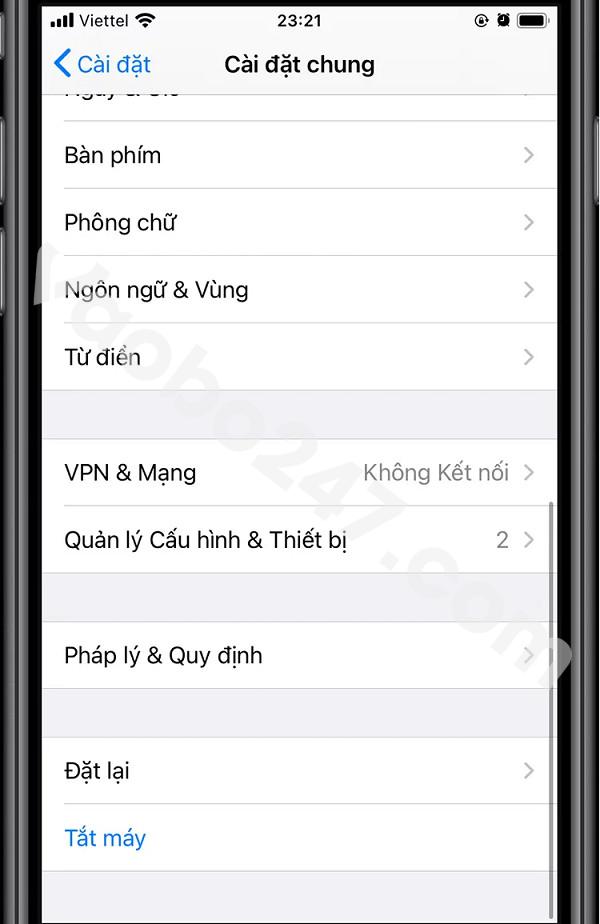 Chọn quản lý cấu hình và thiết bị