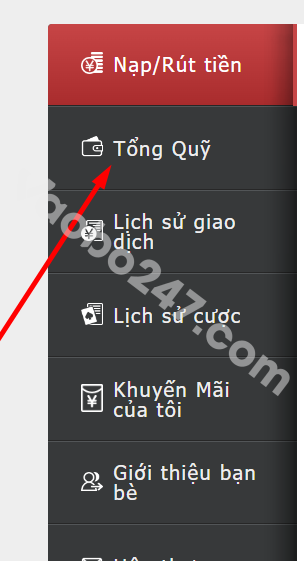 Chọn vào mục tổng quỹ 