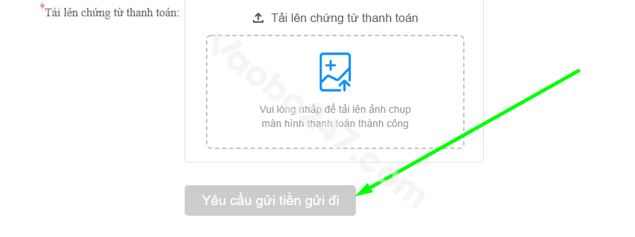 Chọn yêu cầu gửi tiền đi 