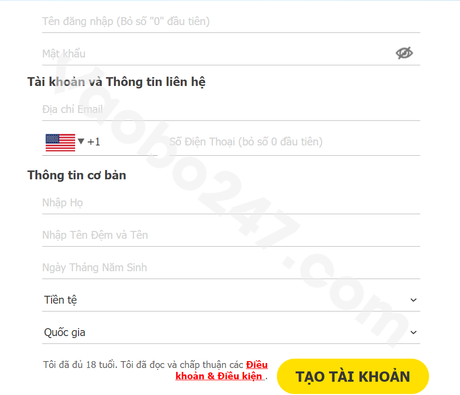 Cung cấp thông tin cá nhân để đăng ký Dafabet