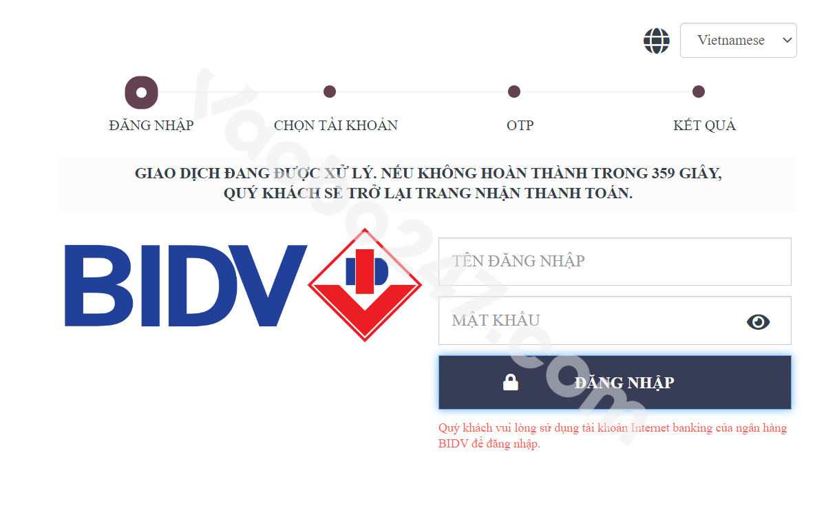 Đăng nhập vào hệ thống internet banking và thực hiện giao dịch 