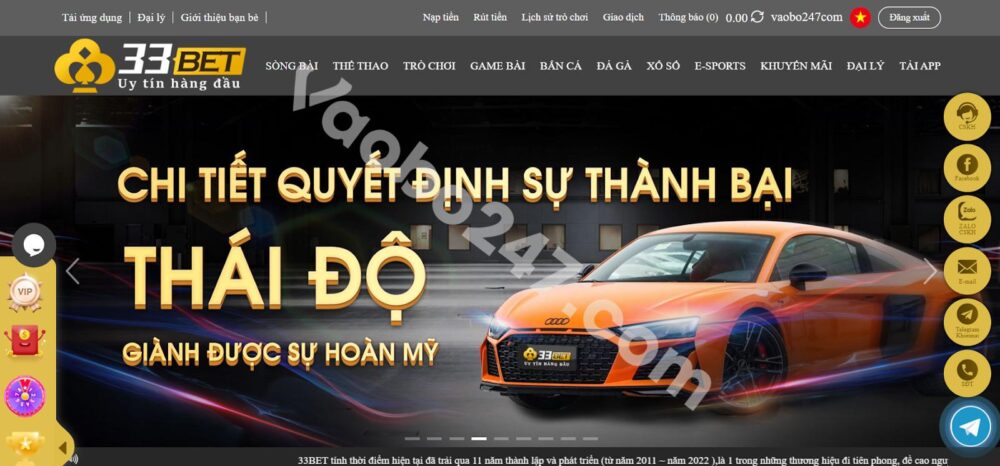 Đăng nhập vào tài khoản thành viên mà bạn đã đăng ký tại 33bet 