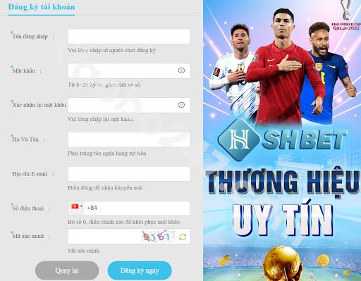 Điền đầy đủ thông tin trên biểu mẫu đăng ký Shbet