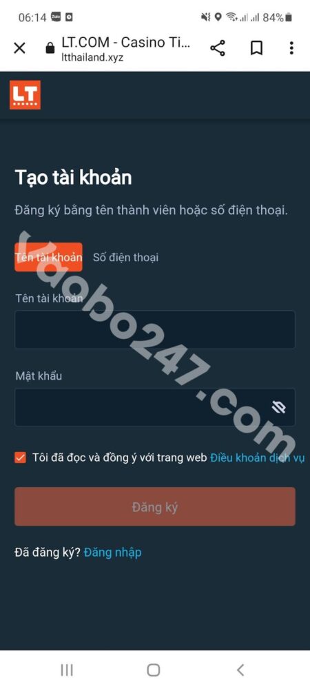 Điều thông tin đăng ký 