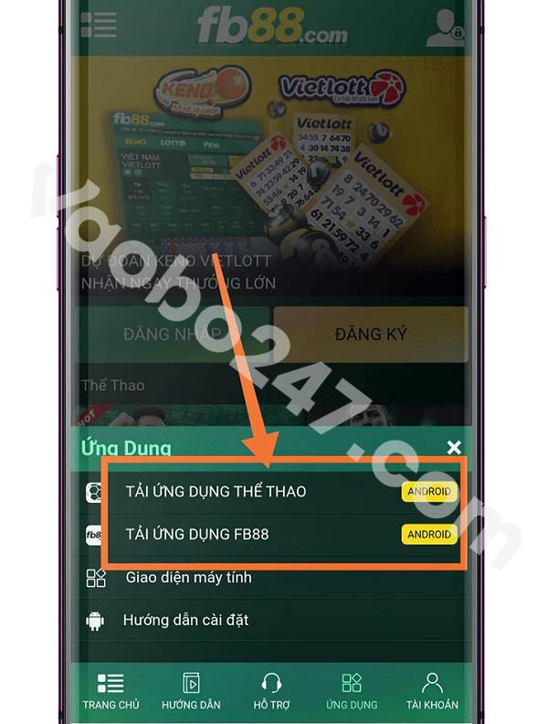 Chọn tải app FB88