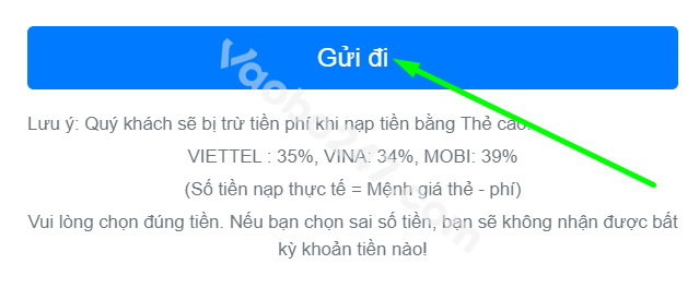 Chọn mục gửi đi để hoàn thành giao dịch