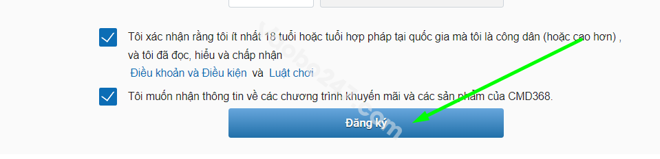 Bấm chọn nút Đăng ký màu xanh để hoàn tất quá trình 