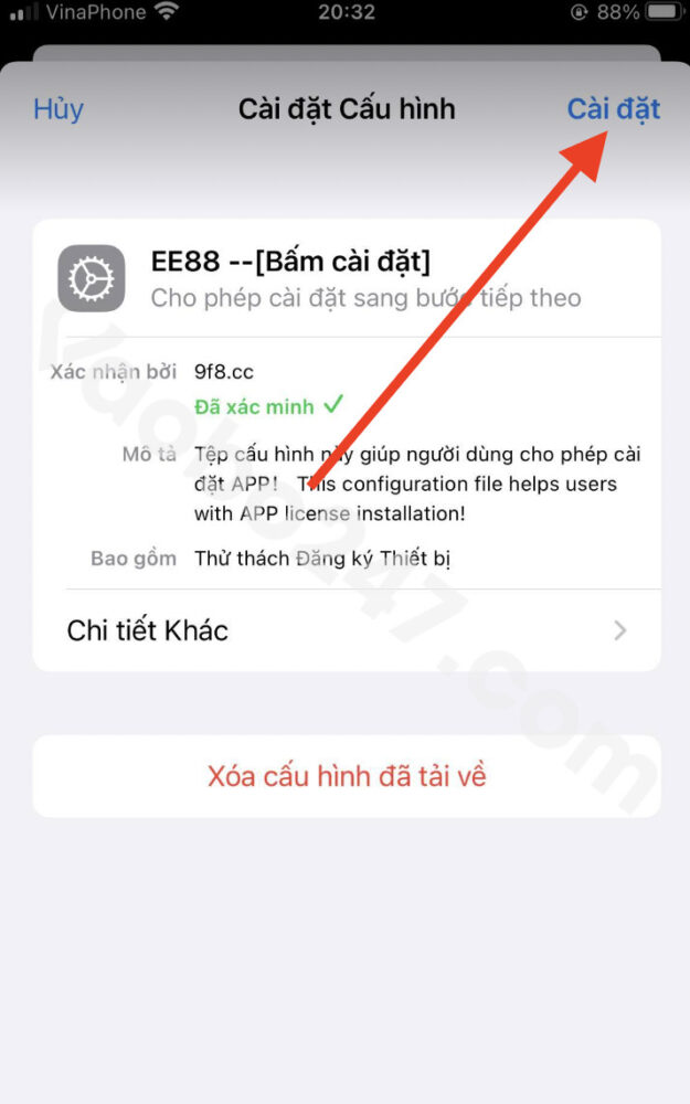 Bấm chọn Cài đặt 