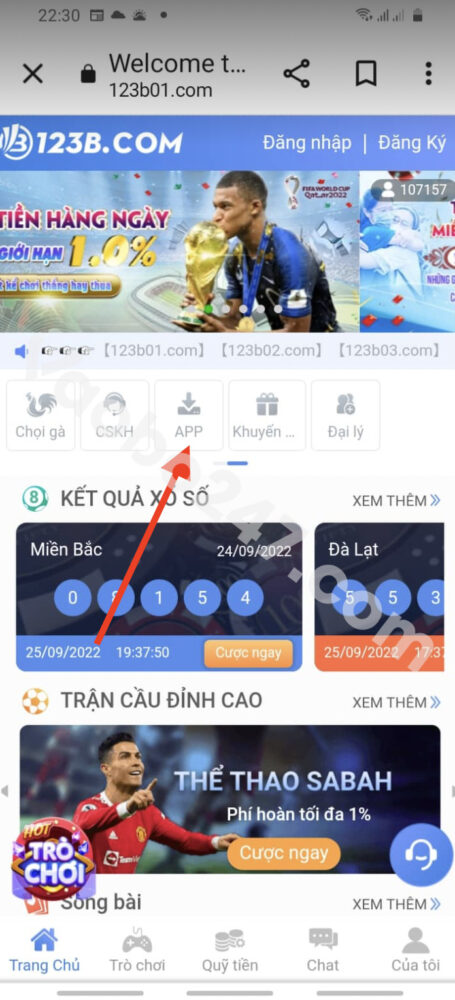 Bấm chọn mục App 