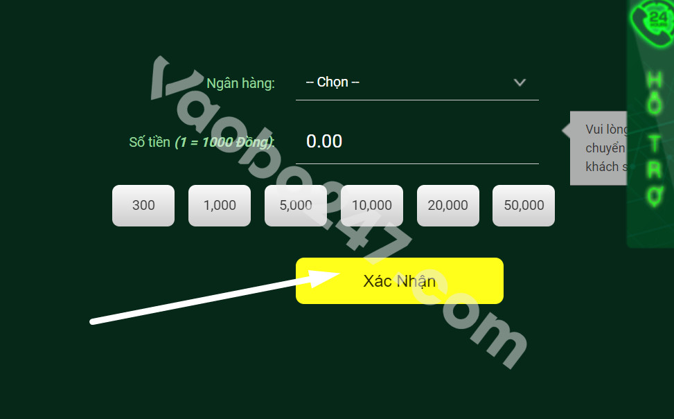 Kiểm tra kỹ các thông tin một lần nữa và ấn vào ô xác nhận màu vàng 