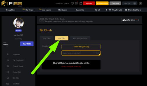 Hướng dẫn người chơi cách rút tiền Fi88 nhanh chóng và hiệu quả nhất