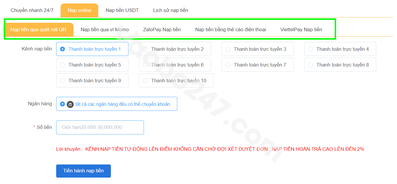 Lựa chọn phương thức nạp tiền online phù hợp với nhu cầu 