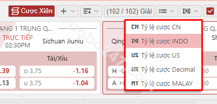 Ngoài tỷ lệ cược Indonesia thì bạn còn có nhiều lựa chọn khác nhau