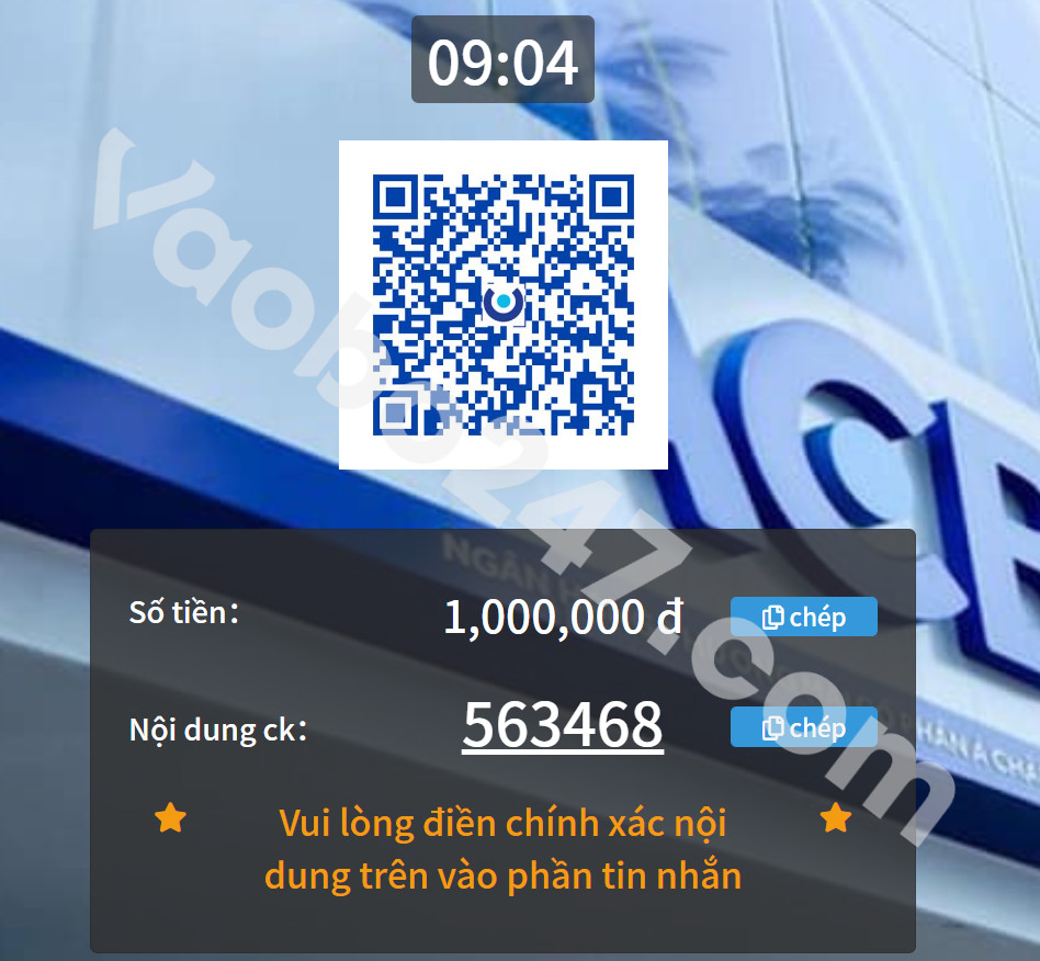 Người chơi mở ứng dụng internet banking và tiến hành quét mã để chuyển tiền