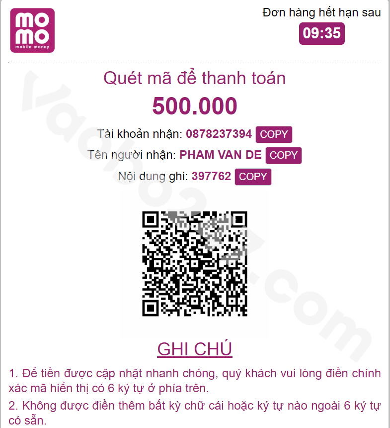 Người chơi mở ứng dụng momo pay và tiến hành quét mã để giao dịch 