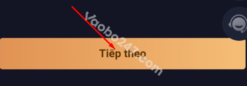 Người chơi nhấn vào mục "tiếp theo" ở phía cuối