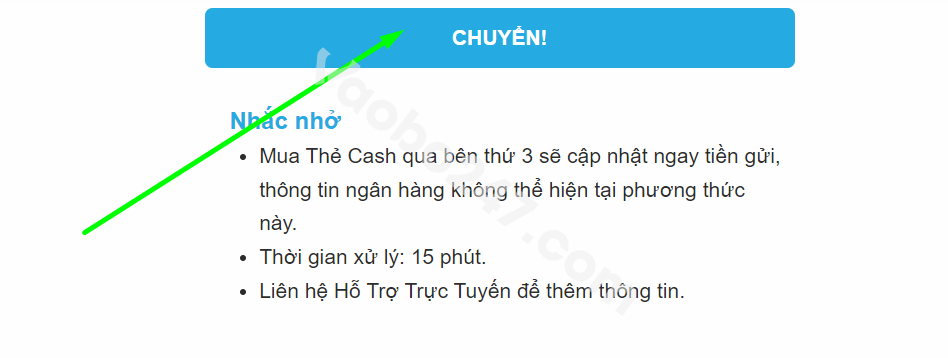 Người chơi nhấn vào ô "chuyển"