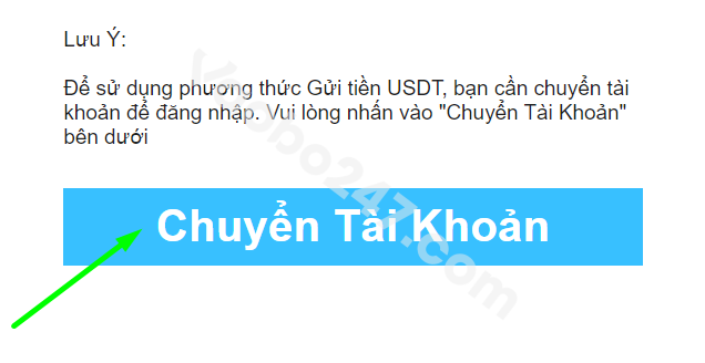 Người chơi nhấn vào ô chuyển tài khoản