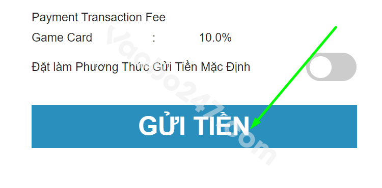 Người chơi nhấn vào ô gửi tiền 