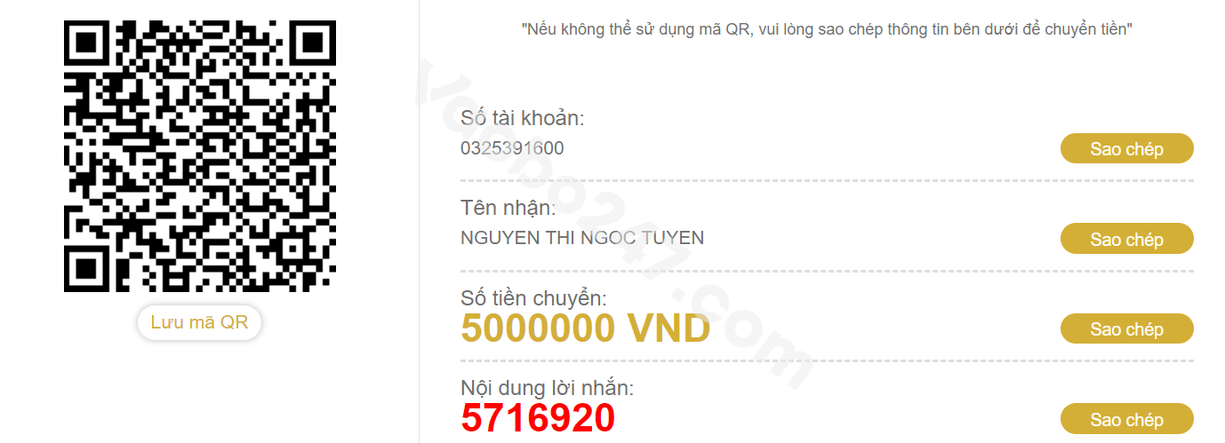 Người chơi quét mã Viettel pay để giao dịch hoặc sao chép thông tin giao dịch