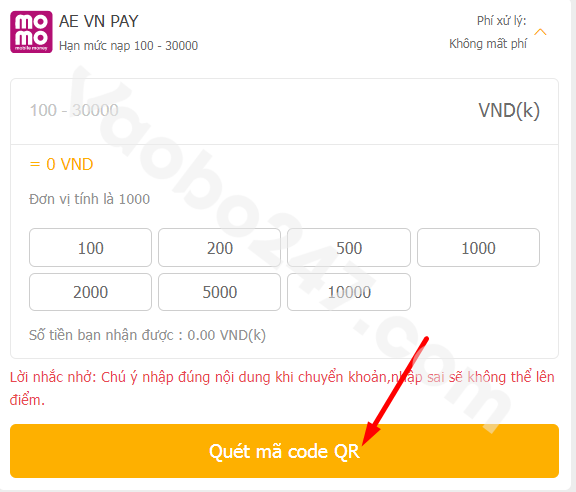 Nhấn chọn Quét mã code QR