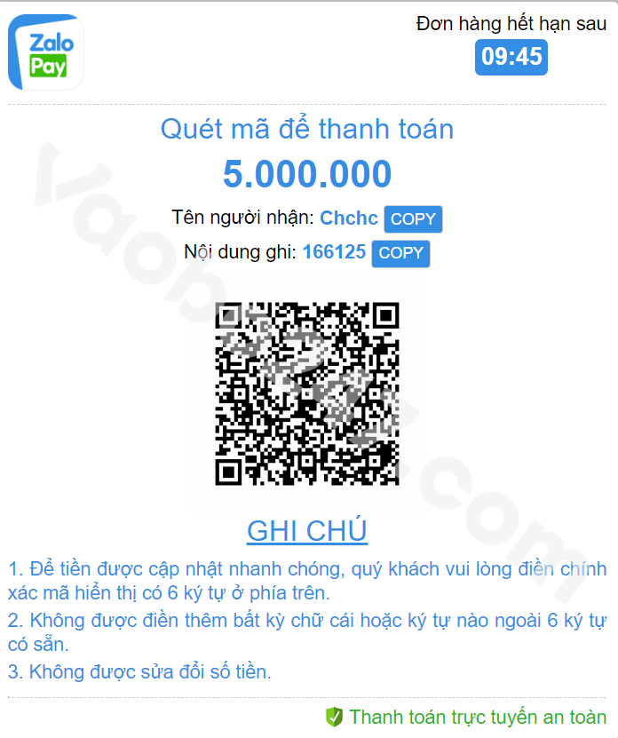 Quét mã QR để chuyển tiền qua zalopay 