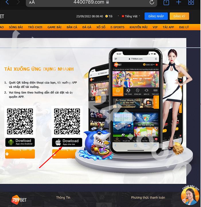 Quét QR để tiến hành tải app