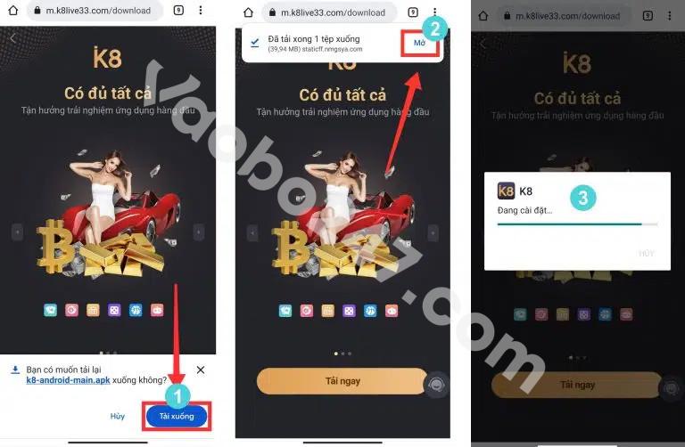 Tải app K8 và cài đặt 