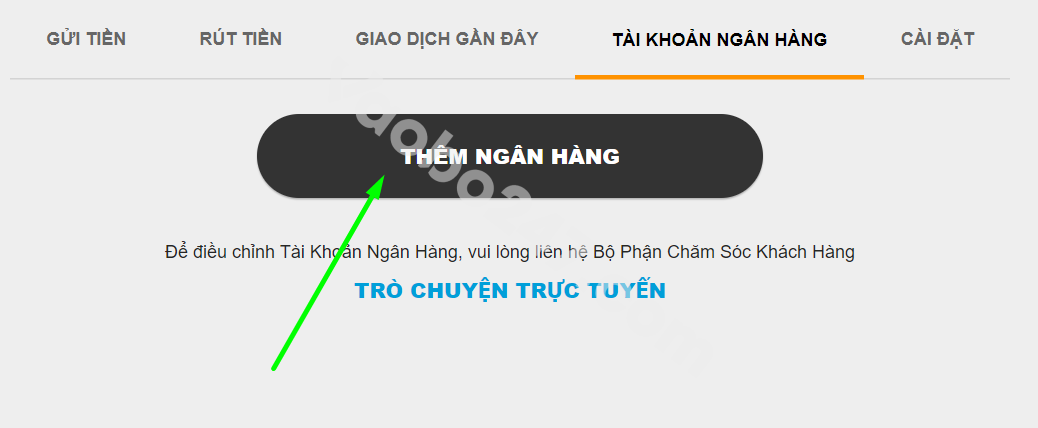 Thêm ngân hàng trước khi thực hiện giao dịch rút tiền 188bet