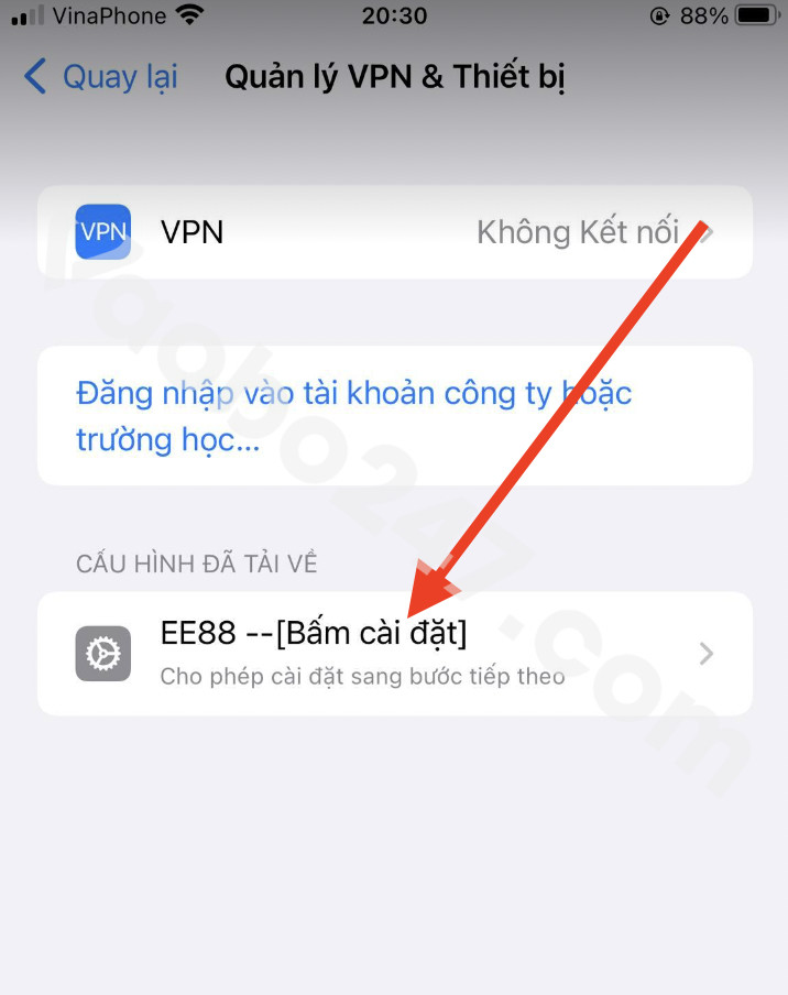 Tiến hành cấp quyền cho app Ee88