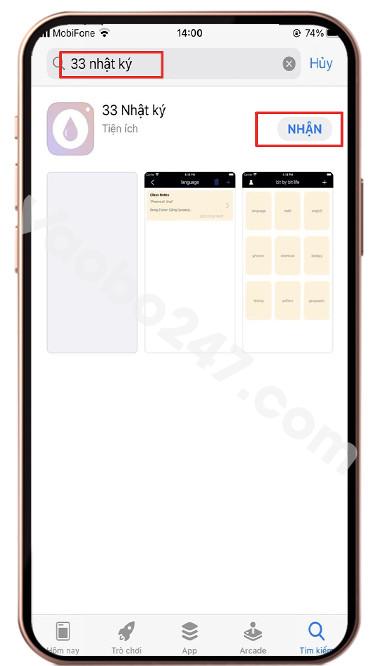 Tìm kiếm “33 Nhật ký” trên App Store