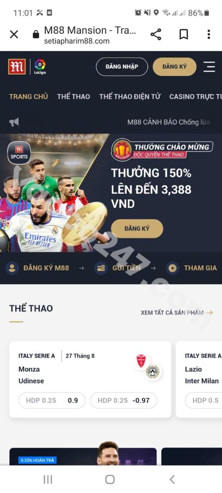 Truy cập vào đường link chính thức của nhà cái M88