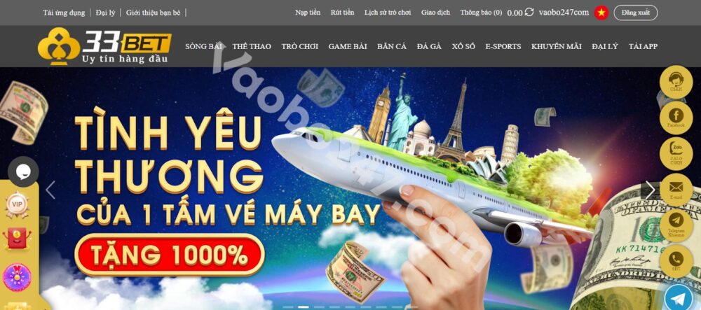 Truy cập vào website chính của 33bet và đăng nhập 