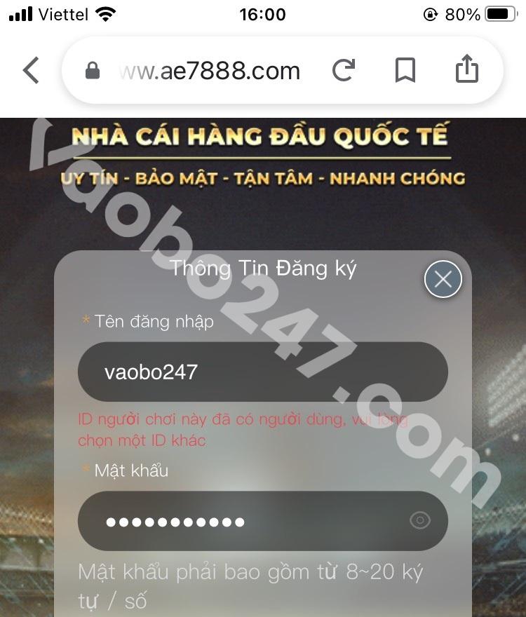 Anh em điền các thông tin cần thiết 