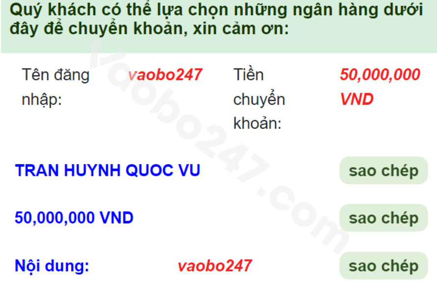 Anh em nhập thông tin về số tài khoản và nội dung chuyển tiền theo mẫu 