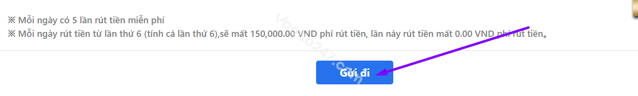 Bấm chọn Gửi đi để hoàn tất giao dịch 