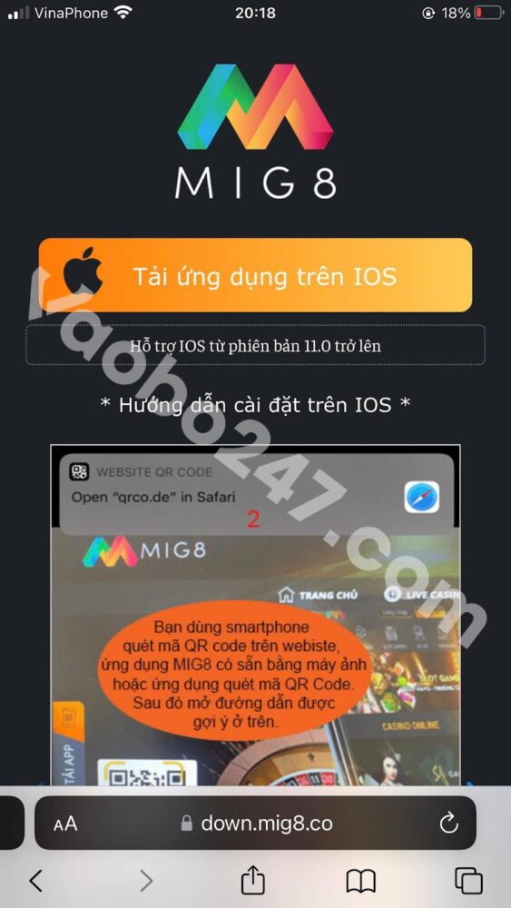 Bấm chọn mục Tải ứng dụng trên iOS 